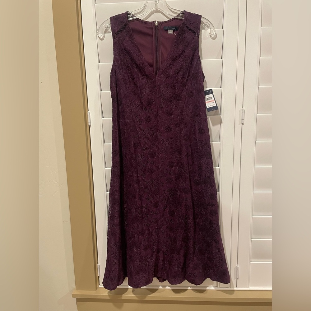 Tommy Hilfiger Strapless Lace Dress in Deep Plum (1.12)